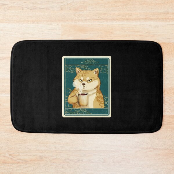 Item preview, Grumpy Shiba Inu Drinking Coffee In Retro Tattoo Style designed and sold by JordynLadukeg65.