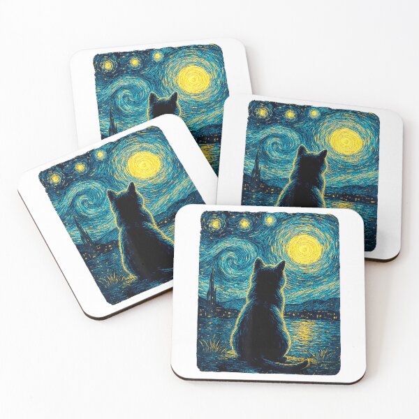 Item preview, Black-Cats-Lover-Starry-Night-Vincent-Van-Gogh-for-Cat-Dad-T-Shirt designed and sold by gidget-gadget.