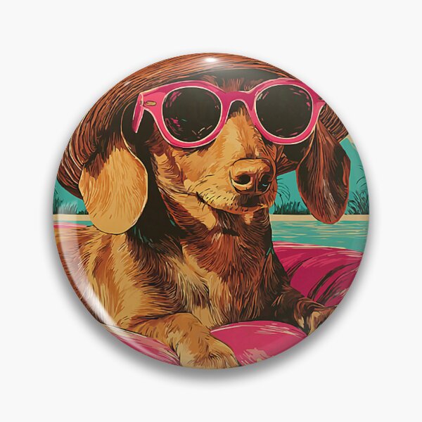 Item preview, Brown Dachshund with Sunglasses Cute Dog Tropical Pool Party designed and sold by Littermin.