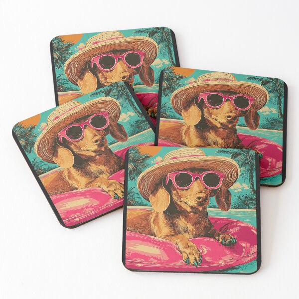 Item preview, Brown Dachshund with Sunglasses Cute Dog Tropical Pool Party designed and sold by Littermin.