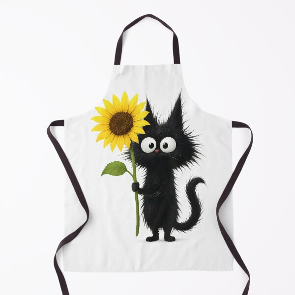 Item preview, Cute-Black-Cat-with-Sunflower-Adorable-Nature-Design-T-Shirt designed and sold by gidget-gadget.