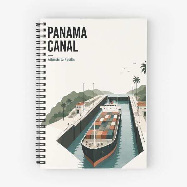 Item preview, Panama Canal Minimalist Travel Poster, Cargo Ship Engineering Wall Art designed and sold by pod24.