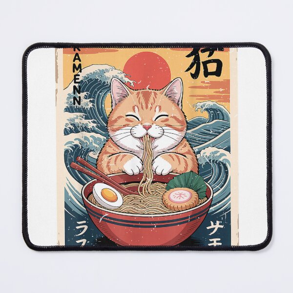 Item preview, Fat-Orange-Tabby-Cat-Eating-Ramen-Kawaii-Funny-Cat-Mom-Daddy-T-Shirt designed and sold by gidget-gadget.