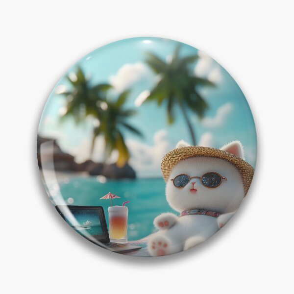 Item preview, Cute Digital Nomad Cat on Tropical Beach designed and sold by colorful-white.