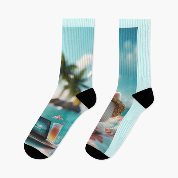 Item preview, Cute Digital Nomad Cat on Tropical Beach designed and sold by colorful-white.