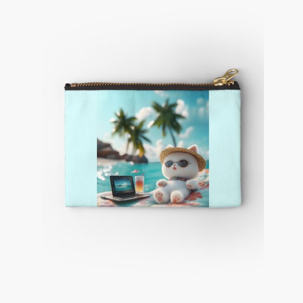 Item preview, Cute Digital Nomad Cat on Tropical Beach designed and sold by colorful-white.