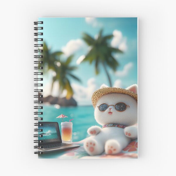 Item preview, Cute Digital Nomad Cat on Tropical Beach designed and sold by colorful-white.
