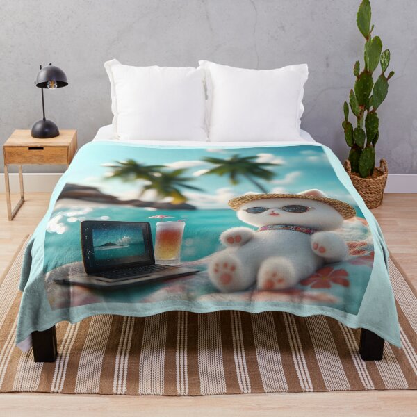 Item preview, Cute Digital Nomad Cat on Tropical Beach designed and sold by colorful-white.