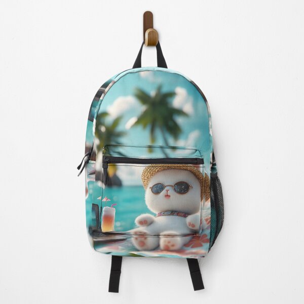 Item preview, Cute Digital Nomad Cat on Tropical Beach designed and sold by colorful-white.