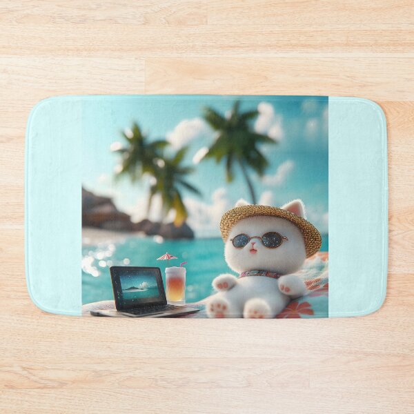 Item preview, Cute Digital Nomad Cat on Tropical Beach designed and sold by colorful-white.