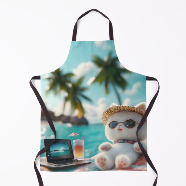 Item preview, Cute Digital Nomad Cat on Tropical Beach designed and sold by colorful-white.