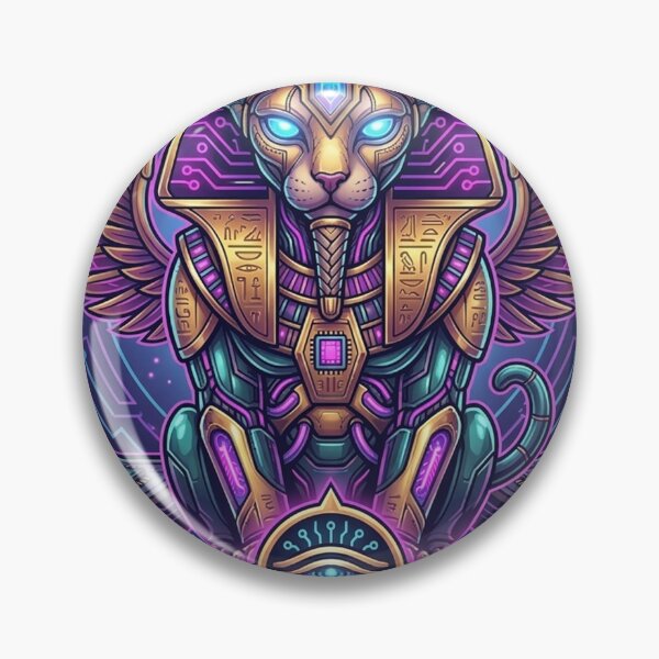 Item preview, Cyberpunk Egyptian Cat God - Future Ancestors Bastet Amulet designed and sold by Hou$e of Art .