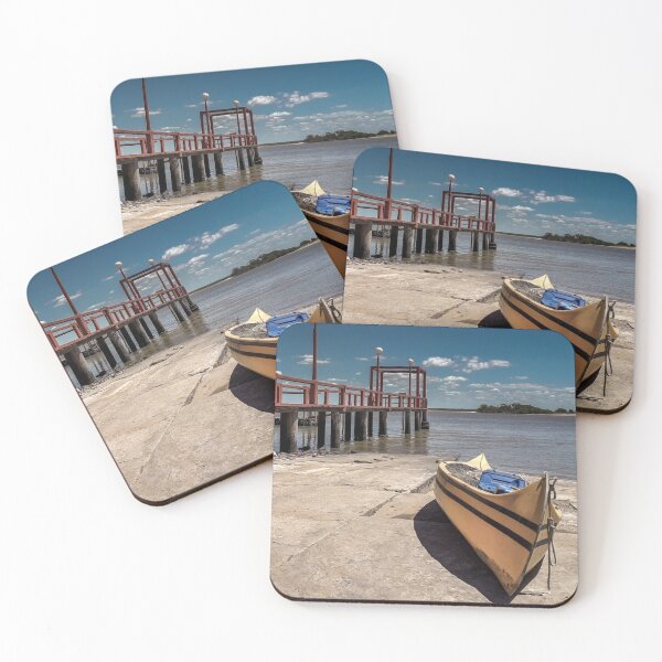 Item preview, Red Pier and Yellow Boat: Coastal Calm designed and sold by LuisSimonetti.