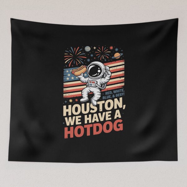 Item preview, Houston We Have A Hotdog Astronaut 4th of July Space designed and sold by SuperAndSocial.