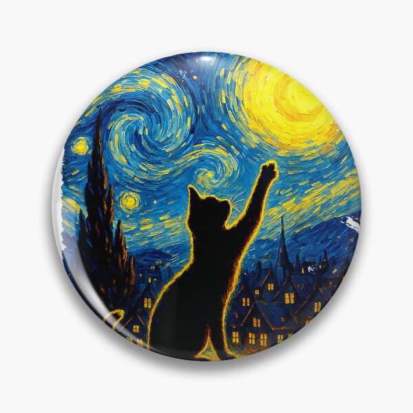 Item preview, Black-Cat-Starry-Night-Van-Gogh-Cat,-Cat-Mom,-Cat-Dad-T-Shirt designed and sold by SubStudio97.