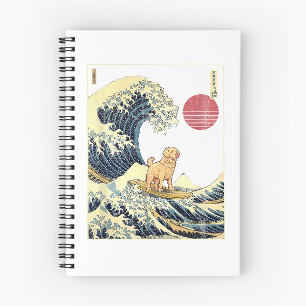 Item preview, Golden-Retriever-Japanese-Kanagawa-Wave-Funny-Surf-Dog-T-Shirt designed and sold by gidget-gadget.