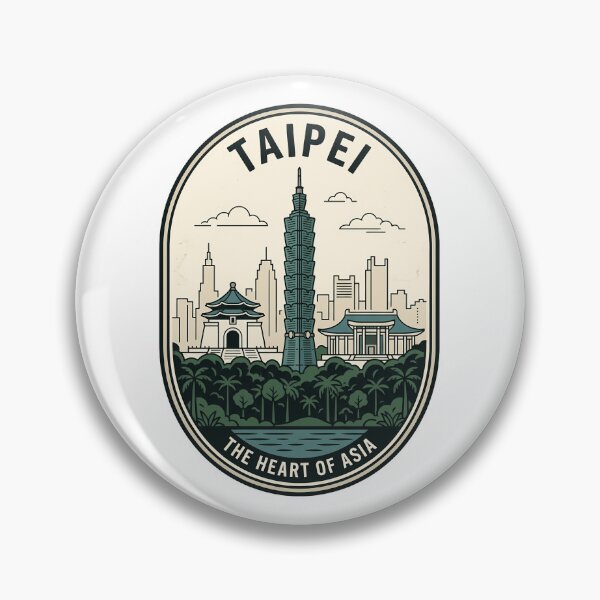 Item preview, Taipei Taiwan Skyline Vintage Travel Badge designed and sold by k3rstman1.