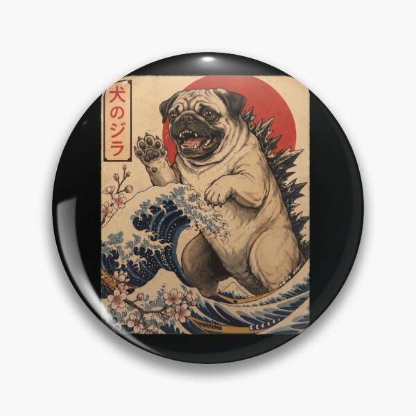 Item preview, Pug Dogzilla Japanese Wave Art Dog Owner designed and sold by TerryConnells.