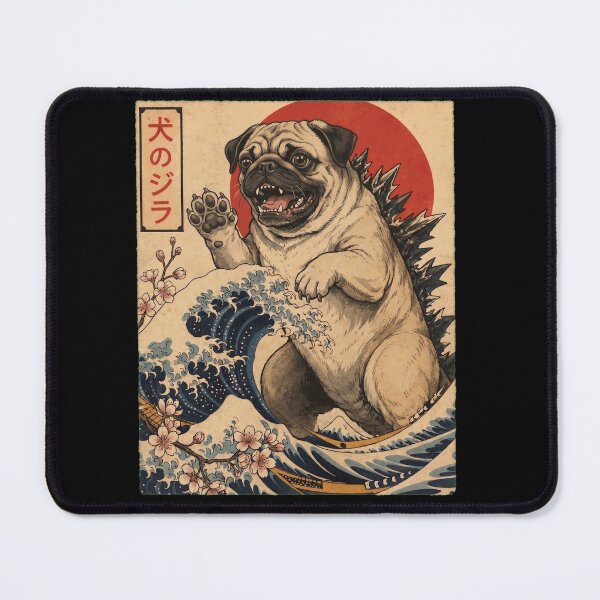 Item preview, Pug Dogzilla Japanese Wave Art Dog Owner designed and sold by TerryConnells.