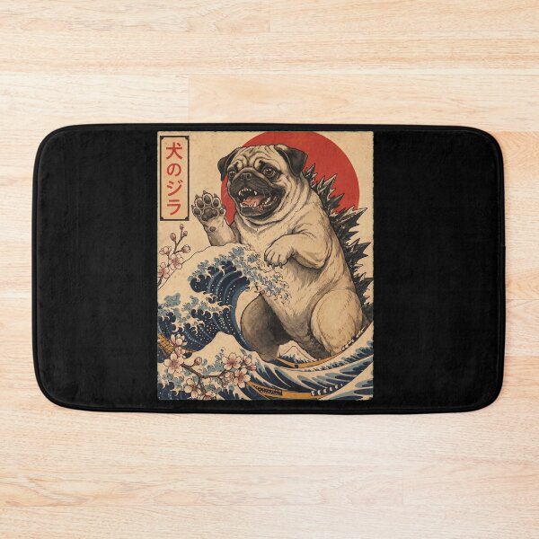 Item preview, Pug Dogzilla Japanese Wave Art Dog Owner designed and sold by TerryConnells.