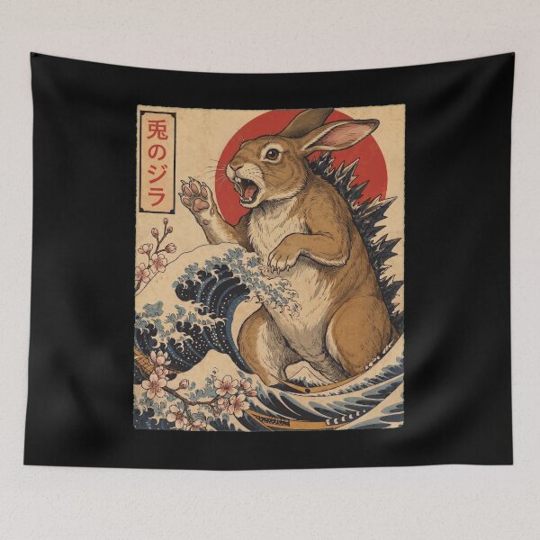 Item preview, Rabbitzilla Japanese Wave Art Animal Rabbit Lover designed and sold by TerryConnells.