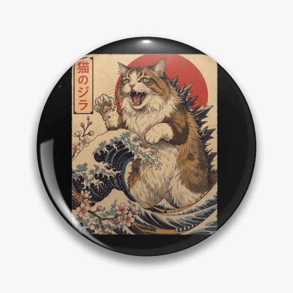 Item preview, Ragamuffin Catzilla Japanese Wave Art Cat Owner designed and sold by TerryConnells.