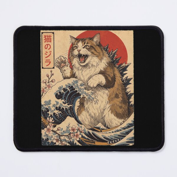 Item preview, Ragamuffin Catzilla Japanese Wave Art Cat Owner designed and sold by TerryConnells.