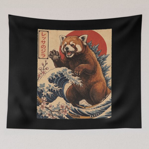 Item preview, Red Pandazilla Japanese Wave Art Animal Red Panda Lover designed and sold by TerryConnells.