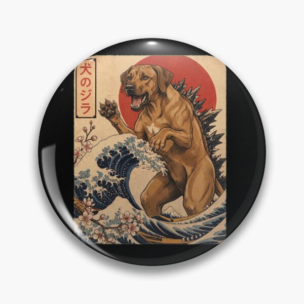 Item preview, Rhodesian Ridgeback Dogzilla Japanese Wave Art Dog Owner designed and sold by TerryConnells.