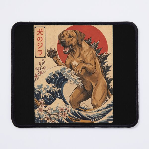 Item preview, Rhodesian Ridgeback Dogzilla Japanese Wave Art Dog Owner designed and sold by TerryConnells.