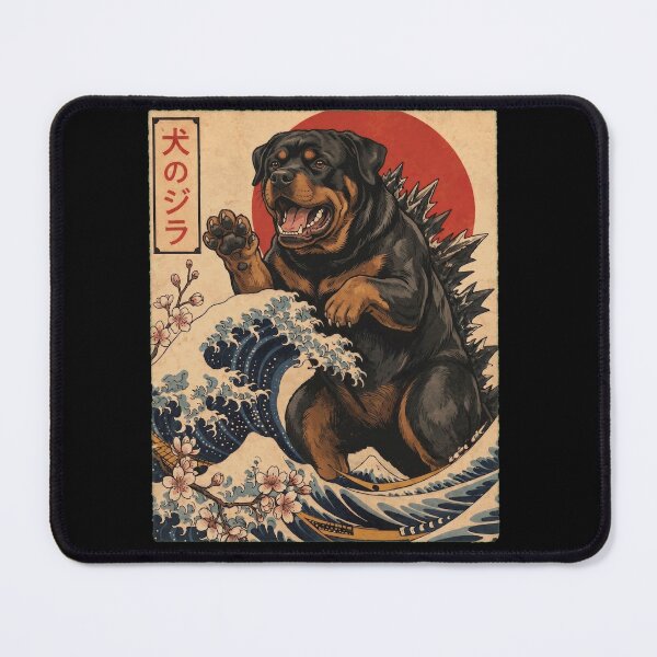 Item preview, Rottweiler Dogzilla Japanese Wave Art Dog Owner designed and sold by TerryConnells.
