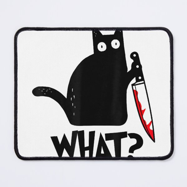 Item preview, Cat-What-Funny-Black-Cat-Shirt,-Murderous-Cat-with-Knife-T-Shirt designed and sold by SubStudio97.