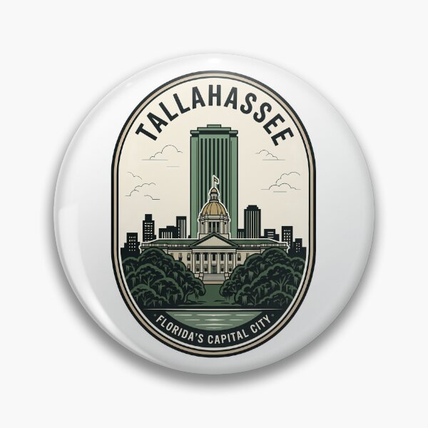 Item preview, Vintage Tallahassee Florida State Capitol Skyline Badge designed and sold by k3rstman1.