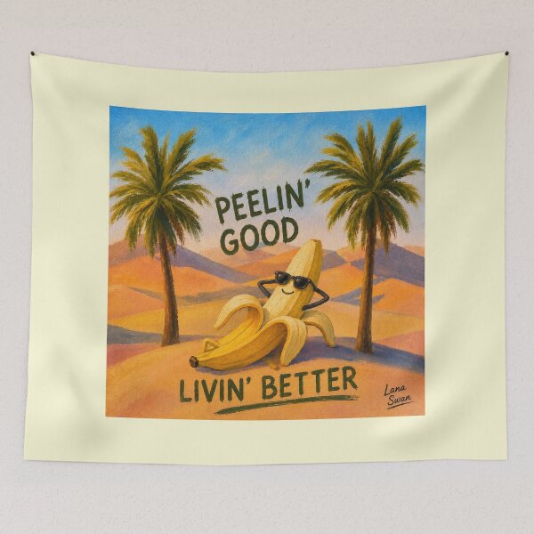 Item preview, BANANA OASIS | Funny Tropical Design | Desert Pop Art Illustration designed and sold by BlueberrySwan.