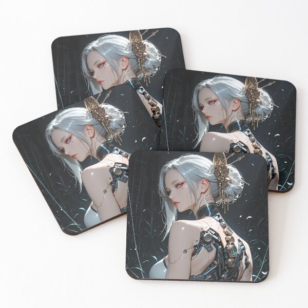 Item preview, Cyberpunk Anime Android Geisha Futuristic Waifu Poster Design designed and sold by BorgSpareParts.