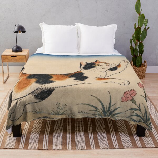 Item preview, Calico Cat Chasing Butterfly - Traditional Japanese Ukiyo-e Art designed and sold by WabiSabiArts.