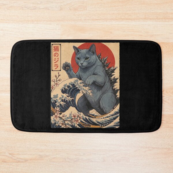 Item preview, Russian Blue Catzilla Japanese Wave Art Cat Owner designed and sold by TerryConnells.