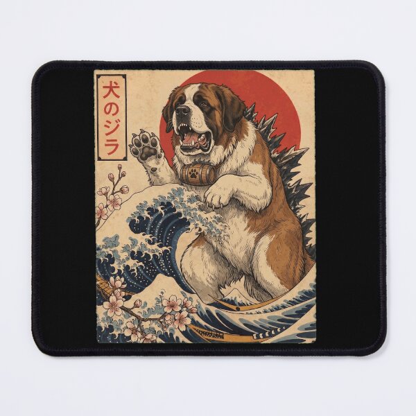 Item preview, Saint Bernard Dogzilla Japanese Wave Art Dog Owner designed and sold by TerryConnells.