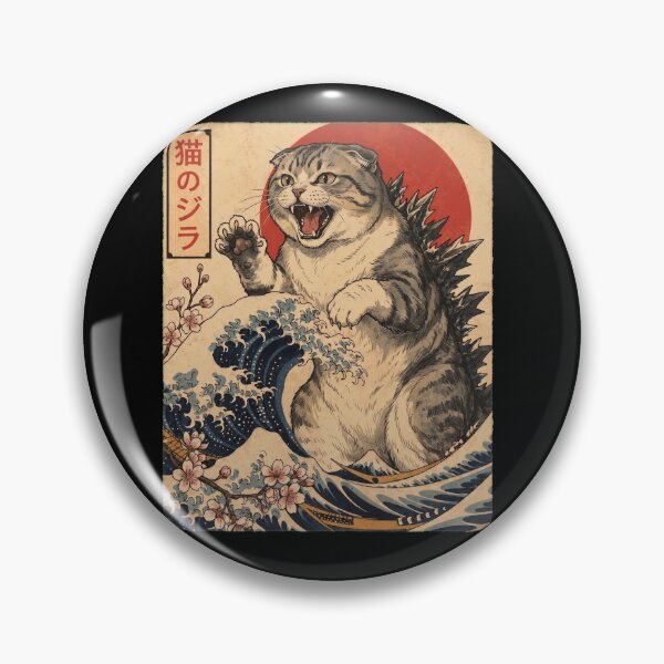 Item preview, Scottish Fold Catzilla Japanese Wave Art Cat Owner designed and sold by TerryConnells.