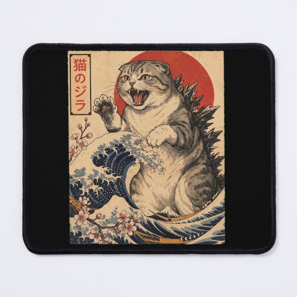 Item preview, Scottish Fold Catzilla Japanese Wave Art Cat Owner designed and sold by TerryConnells.