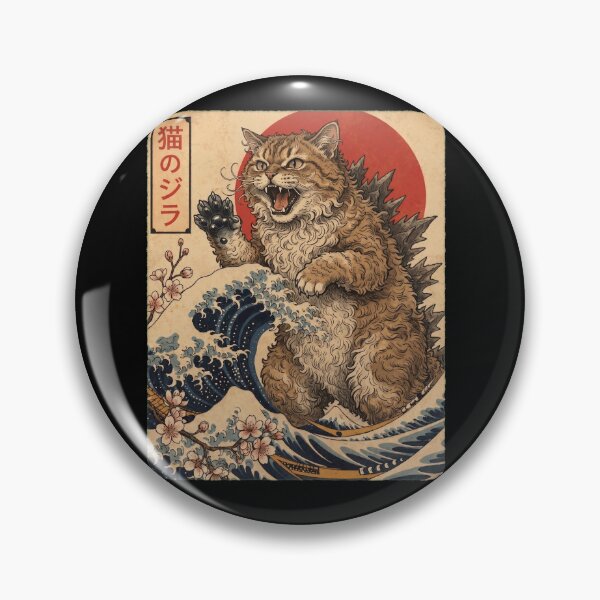 Item preview, Selkirk Rex Catzilla Japanese Wave Art Cat Owner designed and sold by TerryConnells.