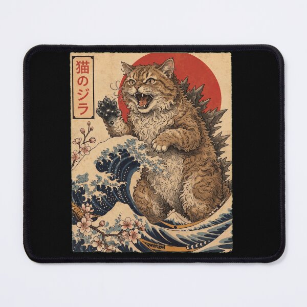 Item preview, Selkirk Rex Catzilla Japanese Wave Art Cat Owner designed and sold by TerryConnells.