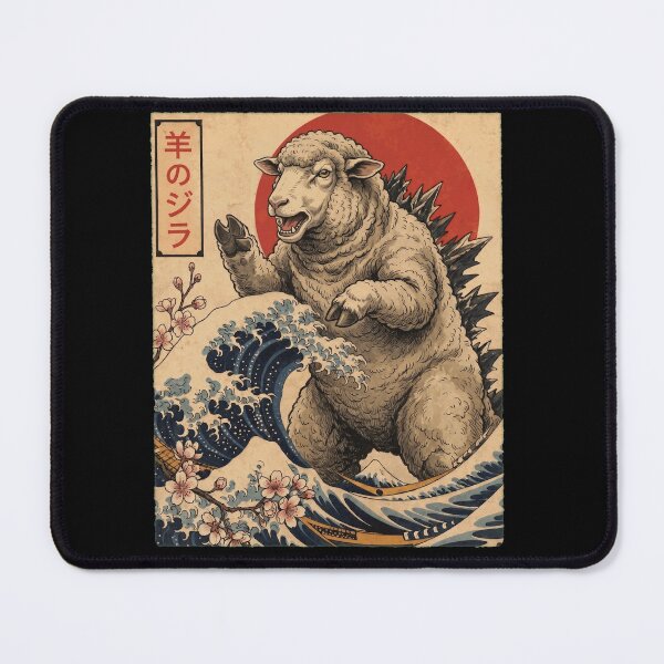 Item preview, Sheepzilla Japanese Wave Art Animal Sheep Lover designed and sold by TerryConnells.