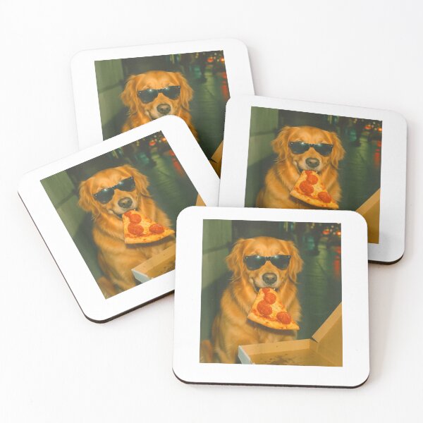 Item preview, Funny-Golden-Retriever-Dog-Eating-Pizza-Meme-Retro-T-Shirt designed and sold by SubStudio97.