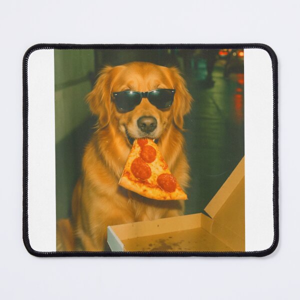 Item preview, Funny-Golden-Retriever-Dog-Eating-Pizza-Meme-Retro-T-Shirt designed and sold by SubStudio97.