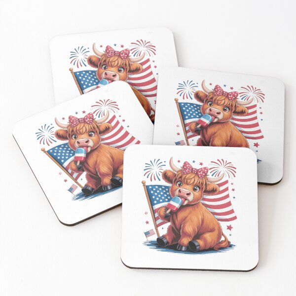 Item preview, 4th Of July Cute Highland Cow Popsicle USA Flag Patriotic designed and sold by TyraYoung.