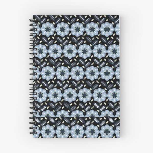 Item preview, Blue Folk Floral Scandinavian Dark Botanical Seamless Pattern Nordic Art designed and sold by DERA RAY.