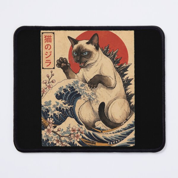 Item preview, Siamese Catzilla Japanese Wave Art Cat Owner designed and sold by TerryConnells.