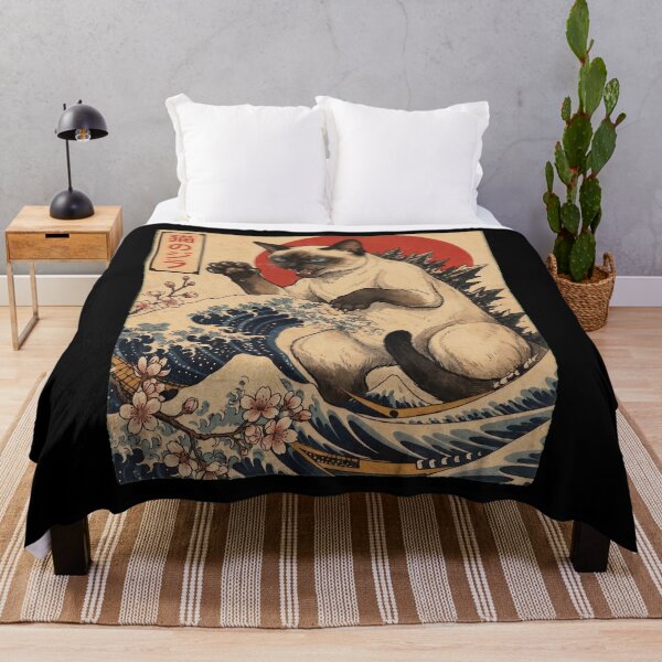 Item preview, Siamese Catzilla Japanese Wave Art Cat Owner designed and sold by TerryConnells.