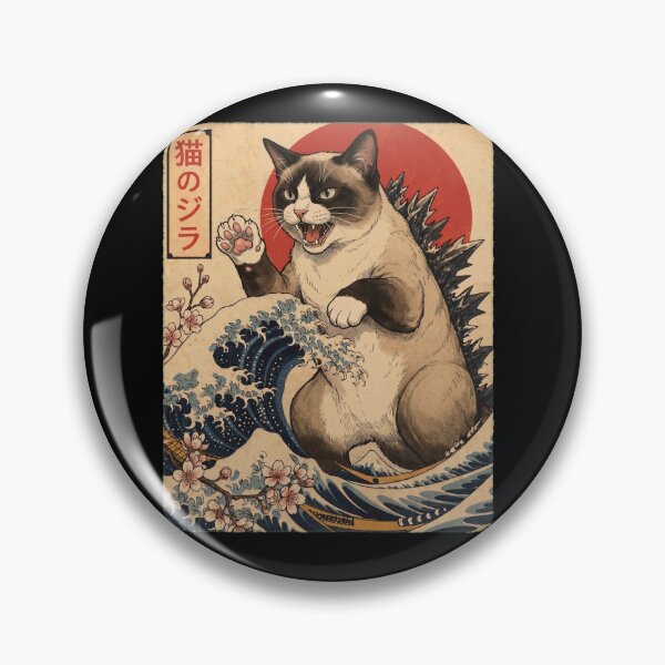 Item preview, Snowshoe Catzilla Japanese Wave Art Cat Owner designed and sold by TerryConnells.